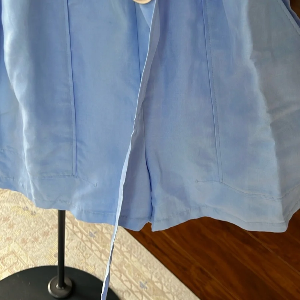 COS Blue V-Neck Belted Playsuit Romper Size 2